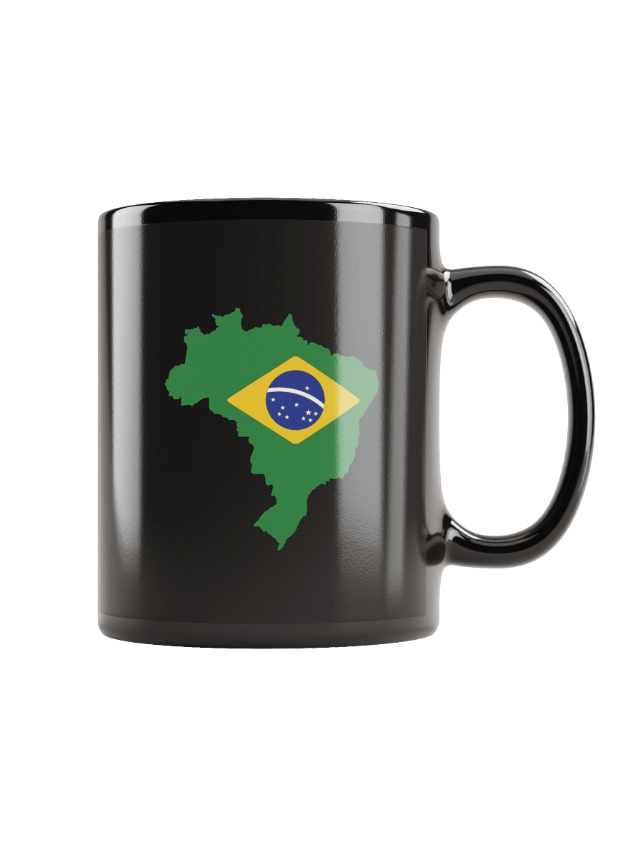 Brazil Flag and Map Black Coffee Mug - Double Sided Print product image (2)