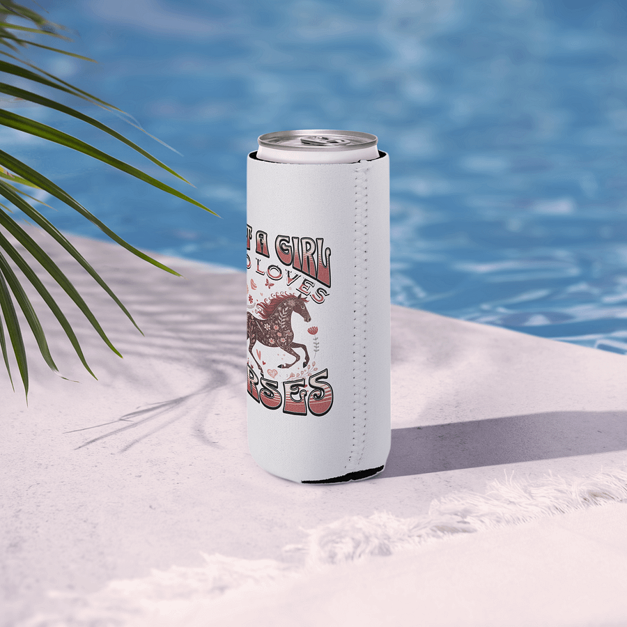 Just A Girl Who Loves Horses Floral Can Cooler product image (6)