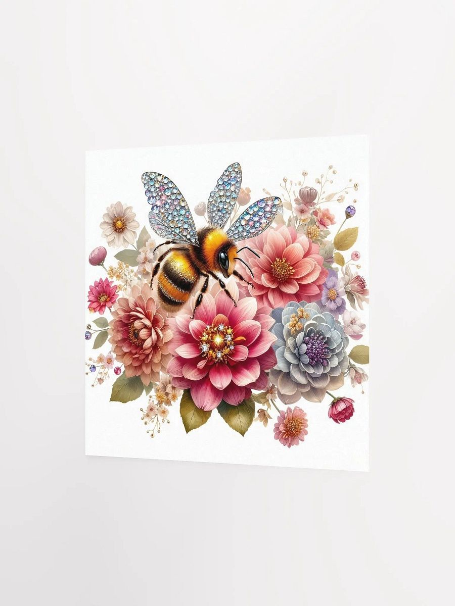 Crystal Bee on Blooming Flowers - Elegant Nature Art Print product image (3)