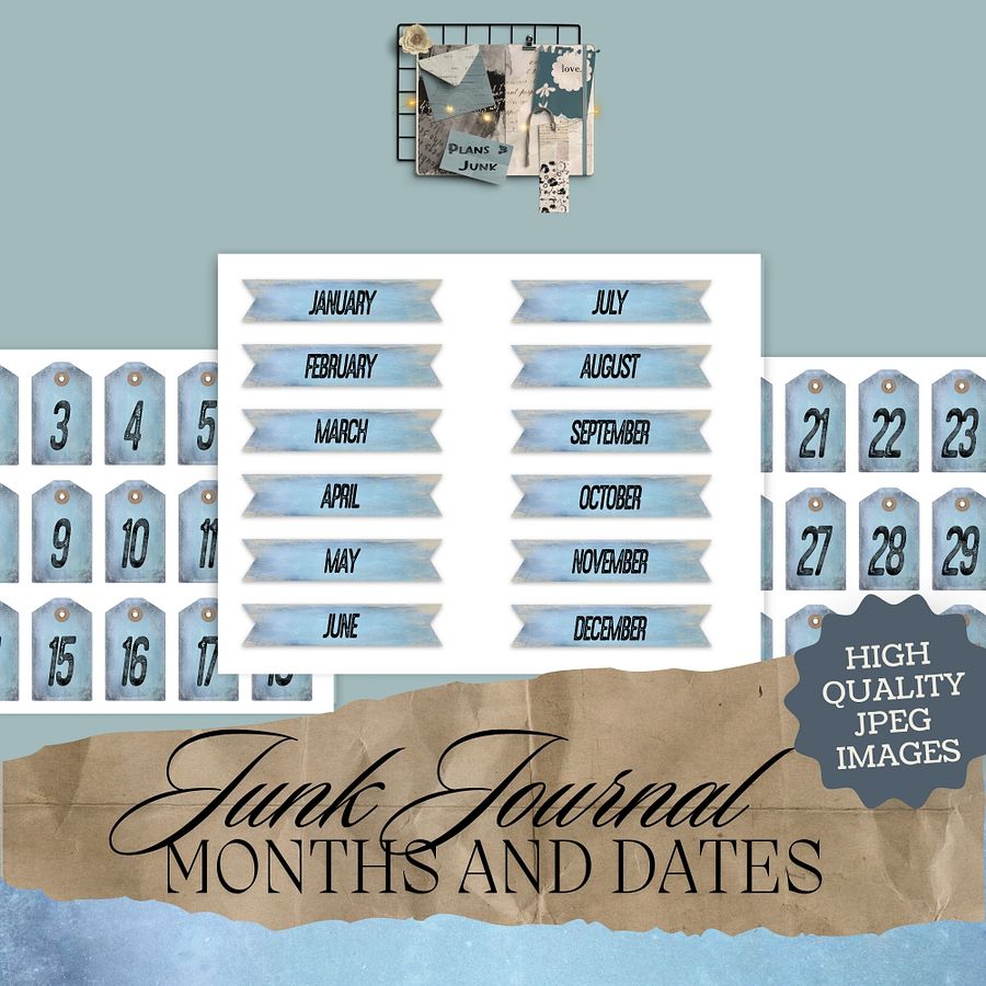 Bluebell - Printable Tags Months & Dates product image (1)