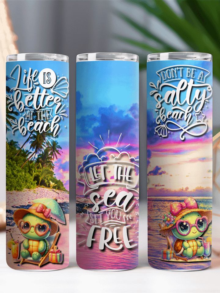 Let Th Sea Set You Free Tropical Turtle Paradise Stainless Steel Tumbler product image (2)