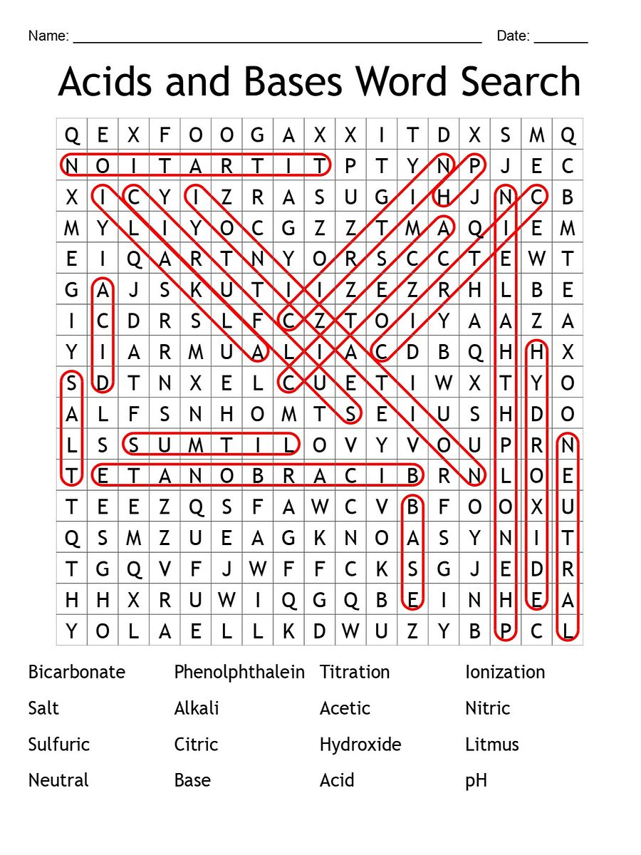 Acids and Bases Word Search: Explore 16 Key Chemistry Terms! product image (2)