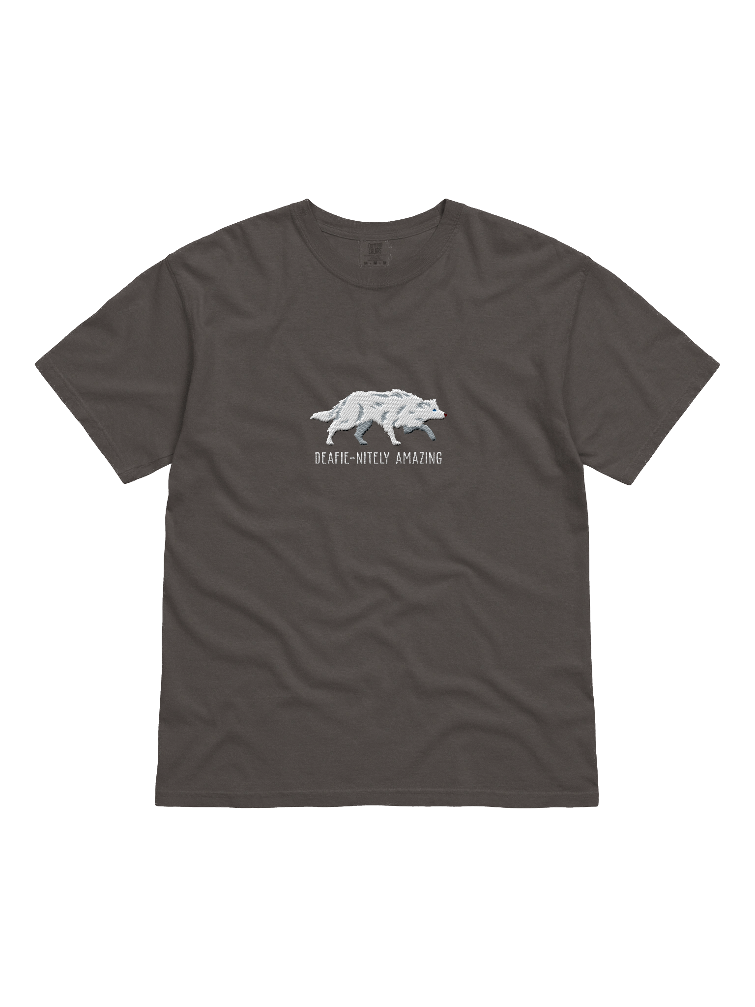 Deafie-Nitely Amazing T-Shirt(Embroidered) of a Border Collie(Double Merle) product image (1)