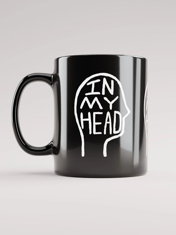 In My Head (white design) black coffee mug product image (1)