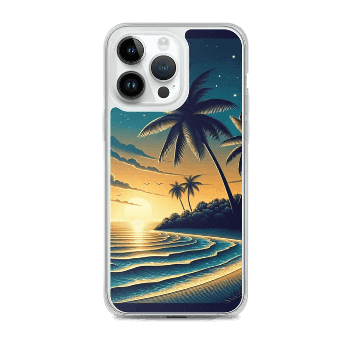 Tropical Sunset MagSafe® iPhone® Clear Case | AI Design beautiful beach scenery product image (2)