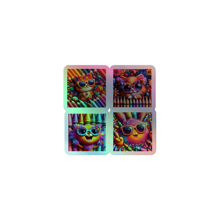 Whimsical Cats Holographic Sticker Set product image (1)