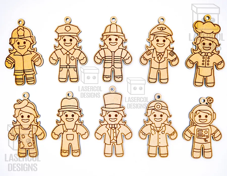 Gingerbread Cookies Christmas Ornaments Set 4 - Laser Cut Files product image (8)