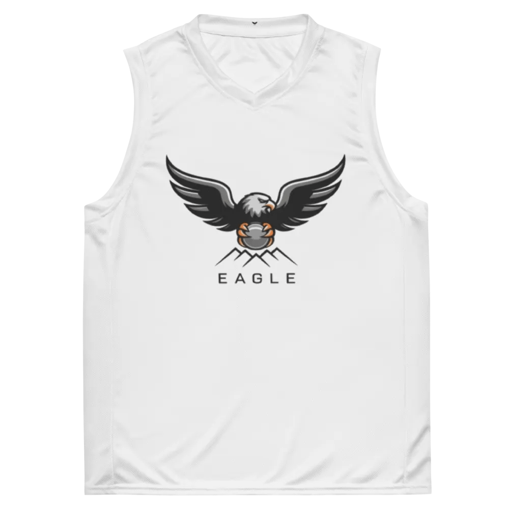 Eagle Recycled Unisex Basketball Jersey - White with Bold Eagle Design product image (2)