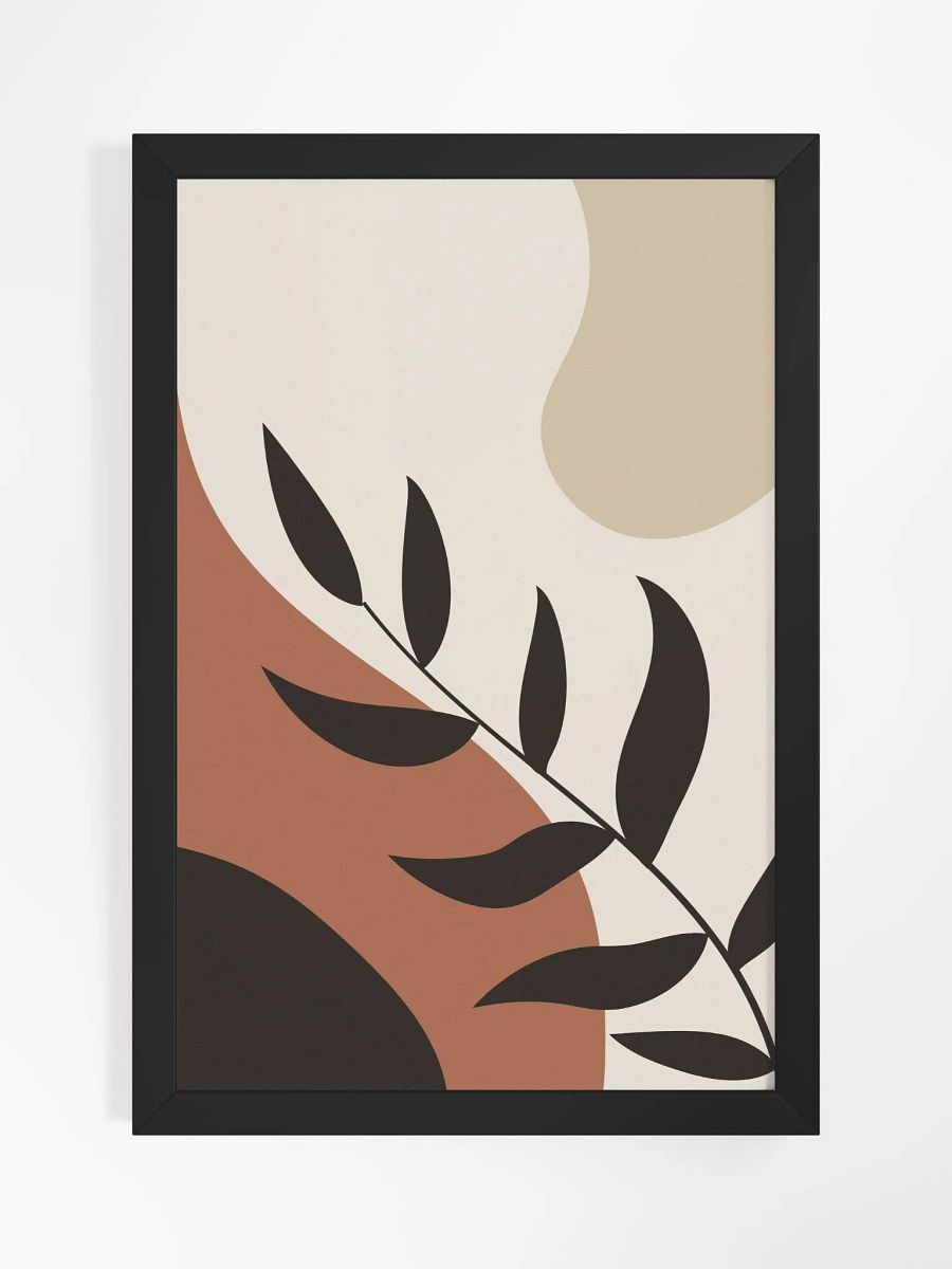 Organic Elegance Framed Poster | Modern Botanical Art with Sustainable Bamboo Frame | Earth-Tone Minimalist Décor for Living Rooms & Offices product image (1)