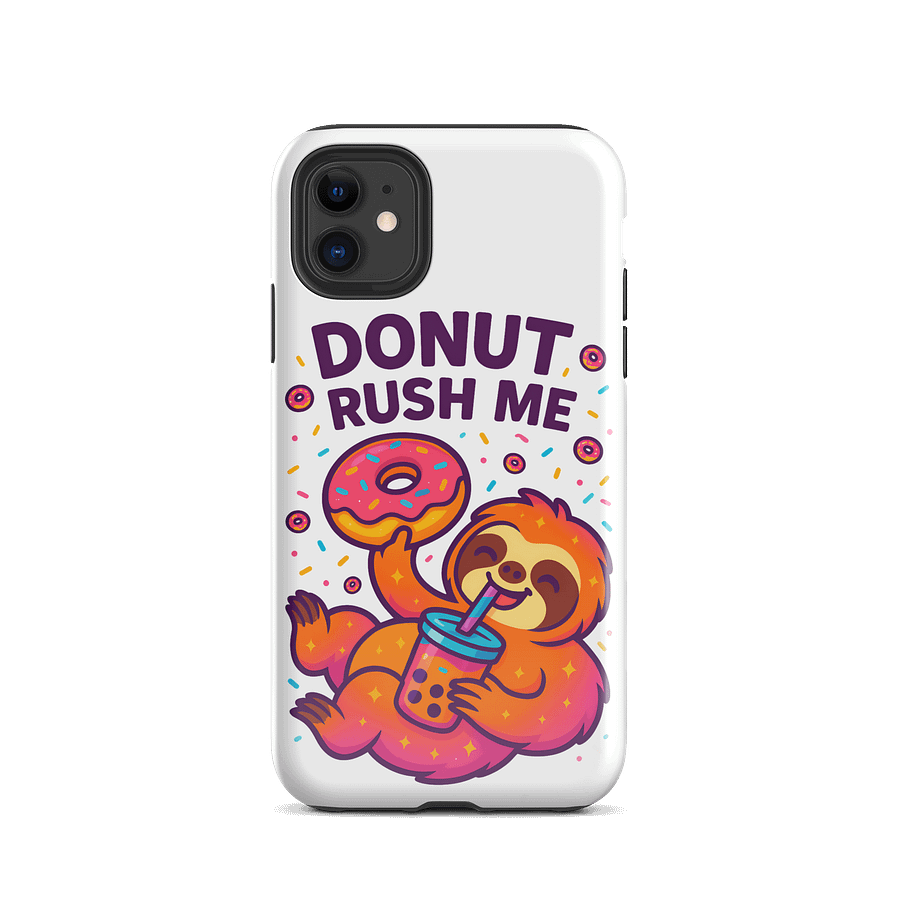 Donut Rush Me – Funny Sloth iPhone Case | Donut Lover Tough Phone Case – Sloths Having Snacks Collection product image (2)