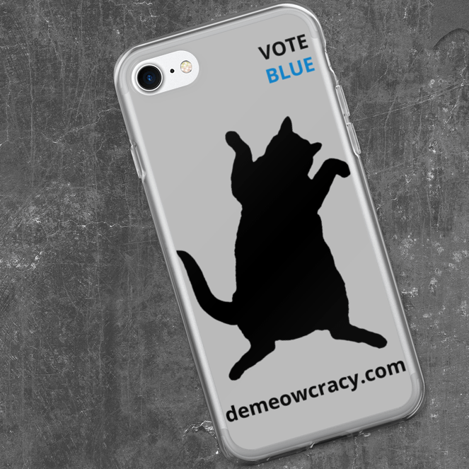 Vote Blue Dancing DeMeowcracy Cat iPhone Case - Light Grey product image (1)