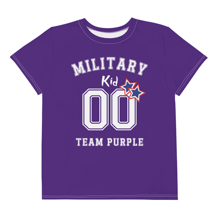 Purple Up For Military Kids Tee With Red White And Blue Stars, Youth Size product image (1)