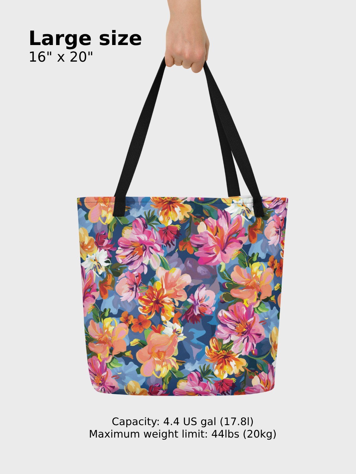 Large Tote Bag "Bold Abstract Florals" product image (3)