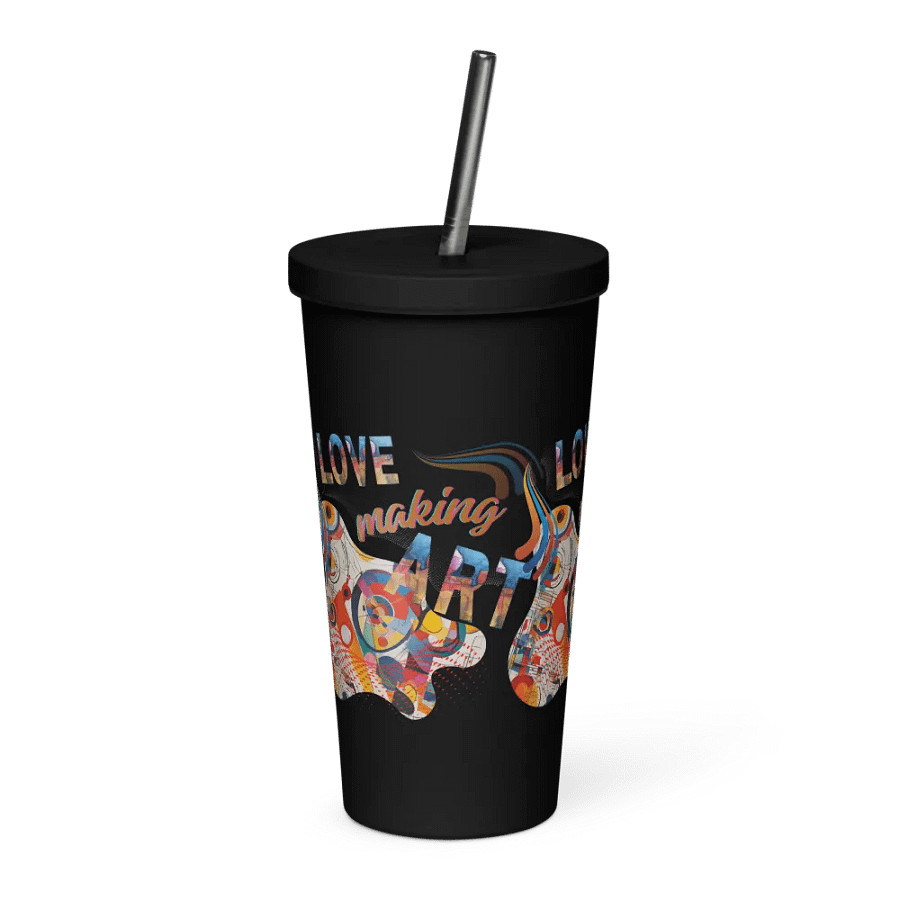 Insulated  tumbler Kadinsky inspired colorful design for the artist. 'Love making art'  Perfect gift for mom, dad, son, daughter colleague, friend who loves arty things product image (4)