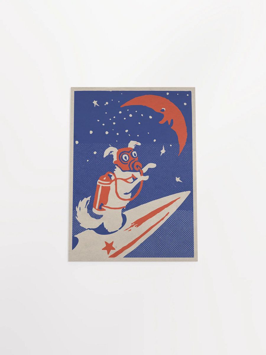 Laika, first space dog, USSR 1950s — Soviet vintage space art poster, soviet retro poster product image (19)