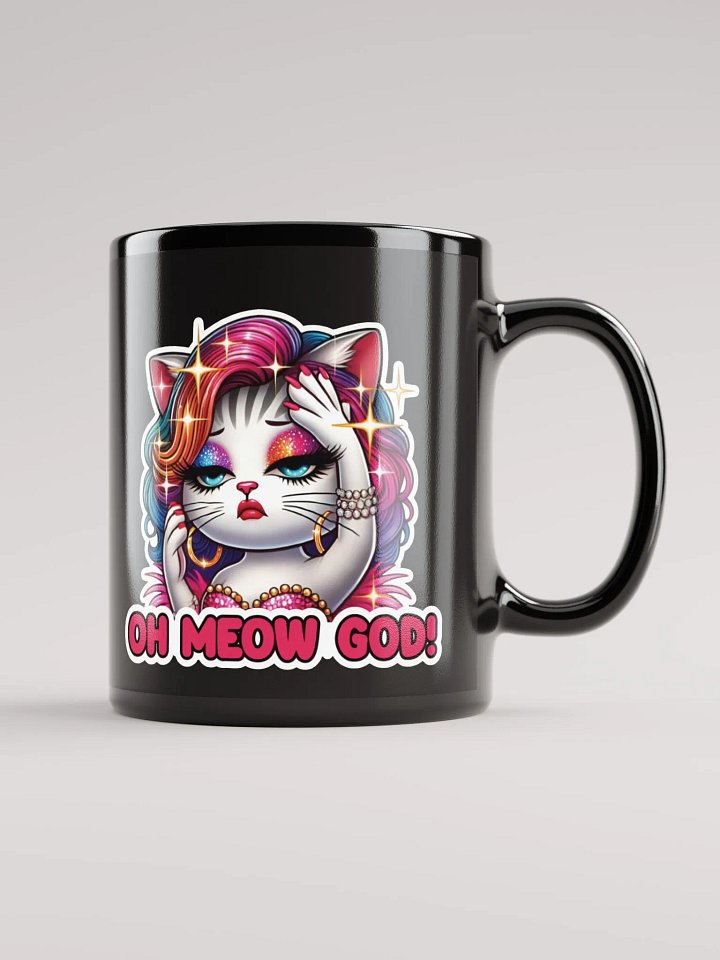 Oh Meow God! Black Glossy Mug product image (2)