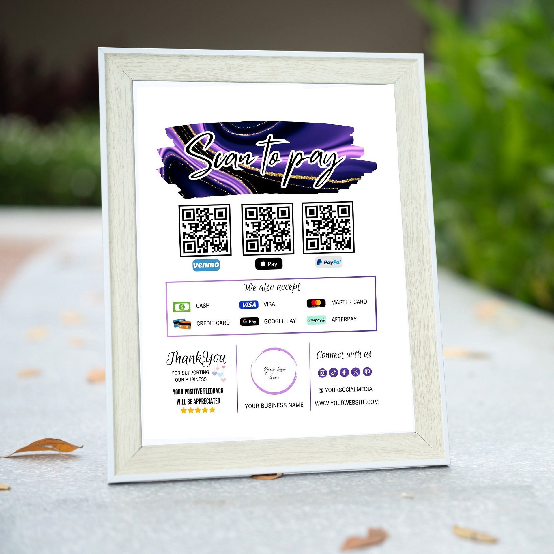 Amethyst - Scan To Pay QR Code Sign Template product image (6)