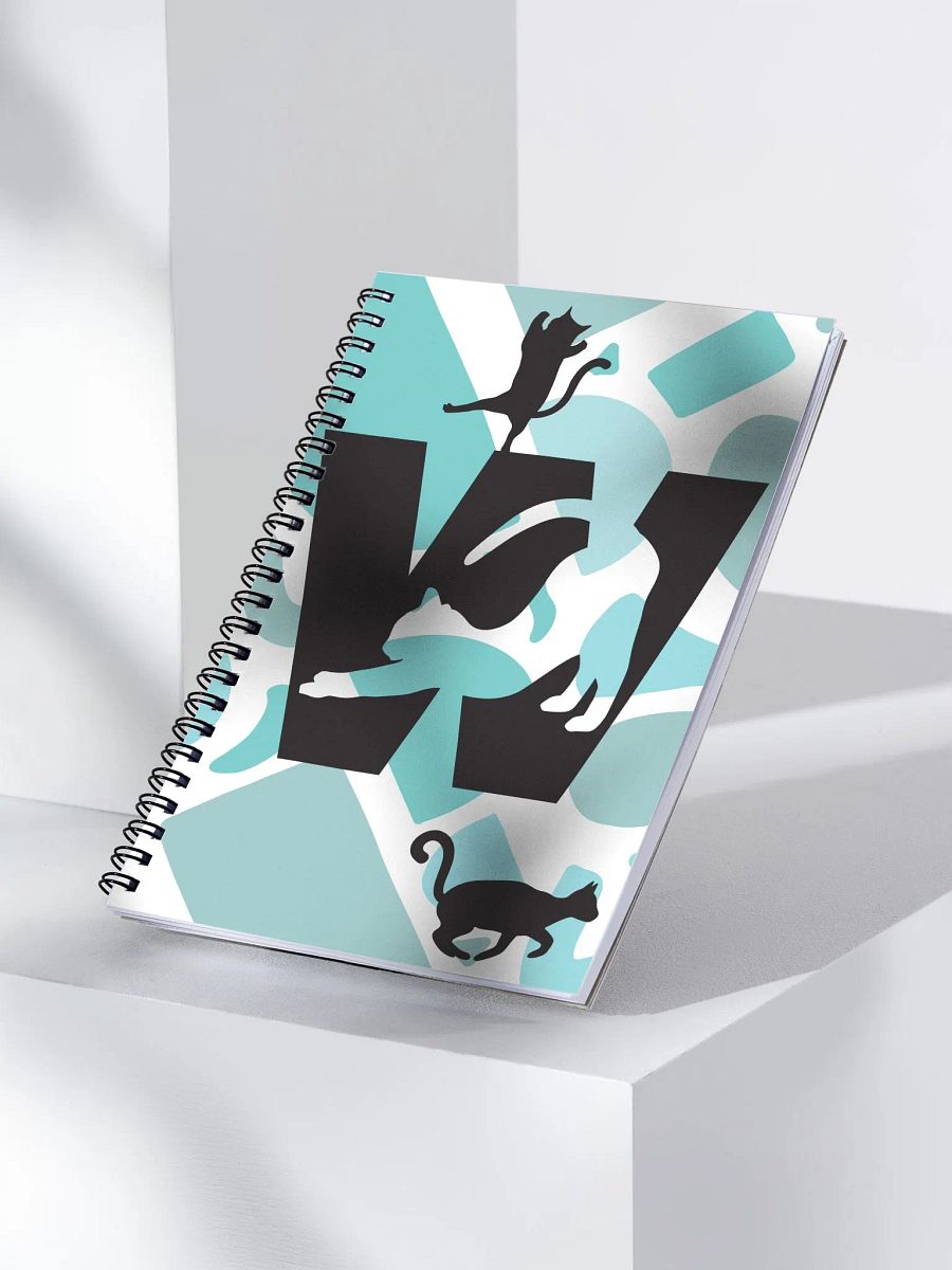 Monogram Letter W Cat Lover Geometric Blues Notebook product image (3)