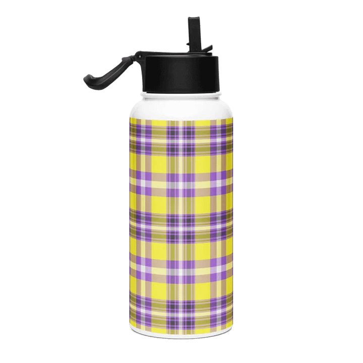Yellow and Purple Plaid Water Bottle product image (1)
