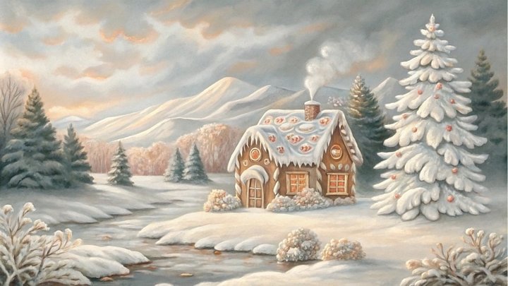 Gingerbread Cottage in Winter Wonderland - Frame TV VII product image (1)