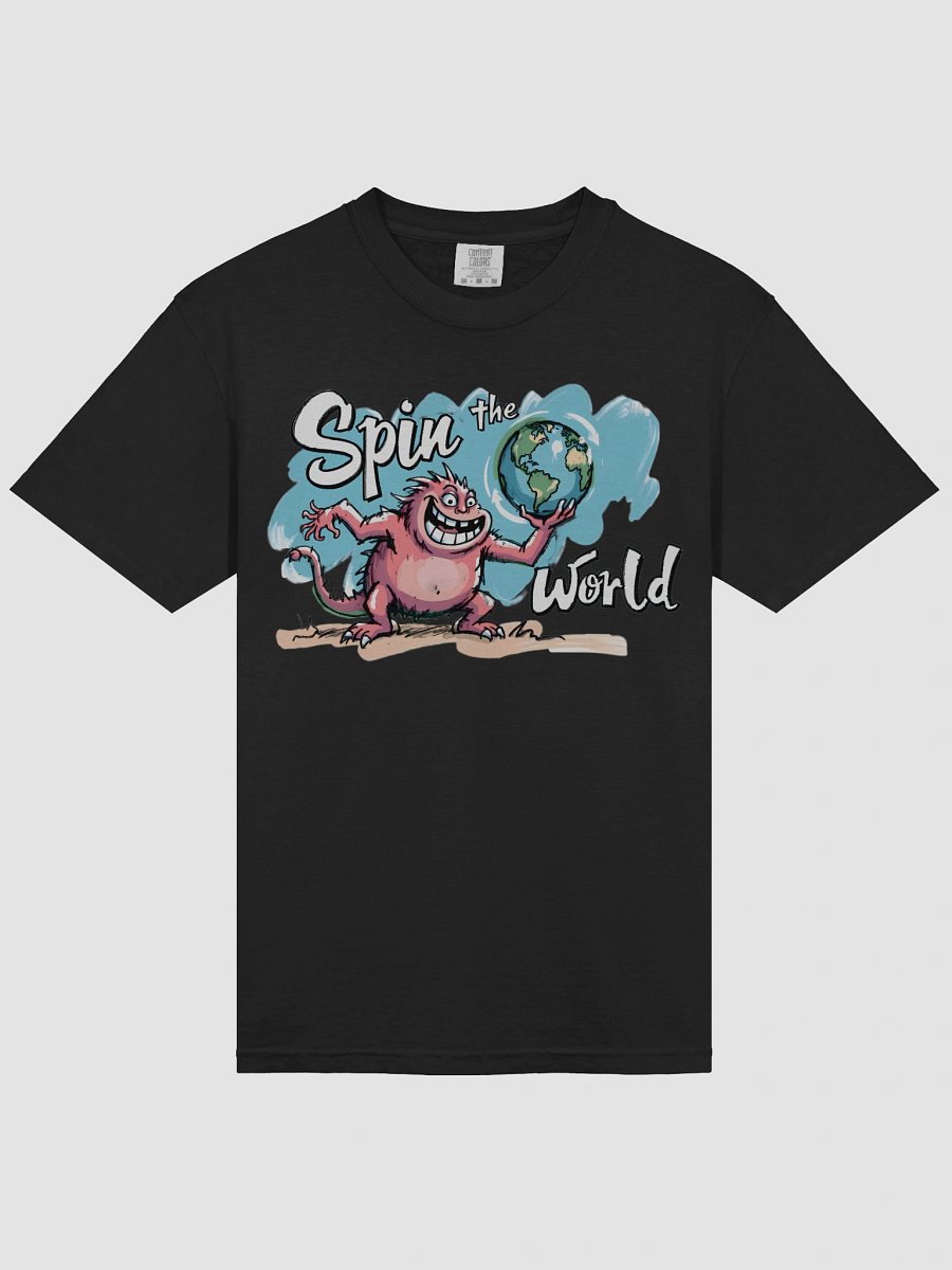 Playful Monster Spins the World: Cartoon Fun Heavyweigh T-Shirt product image (27)