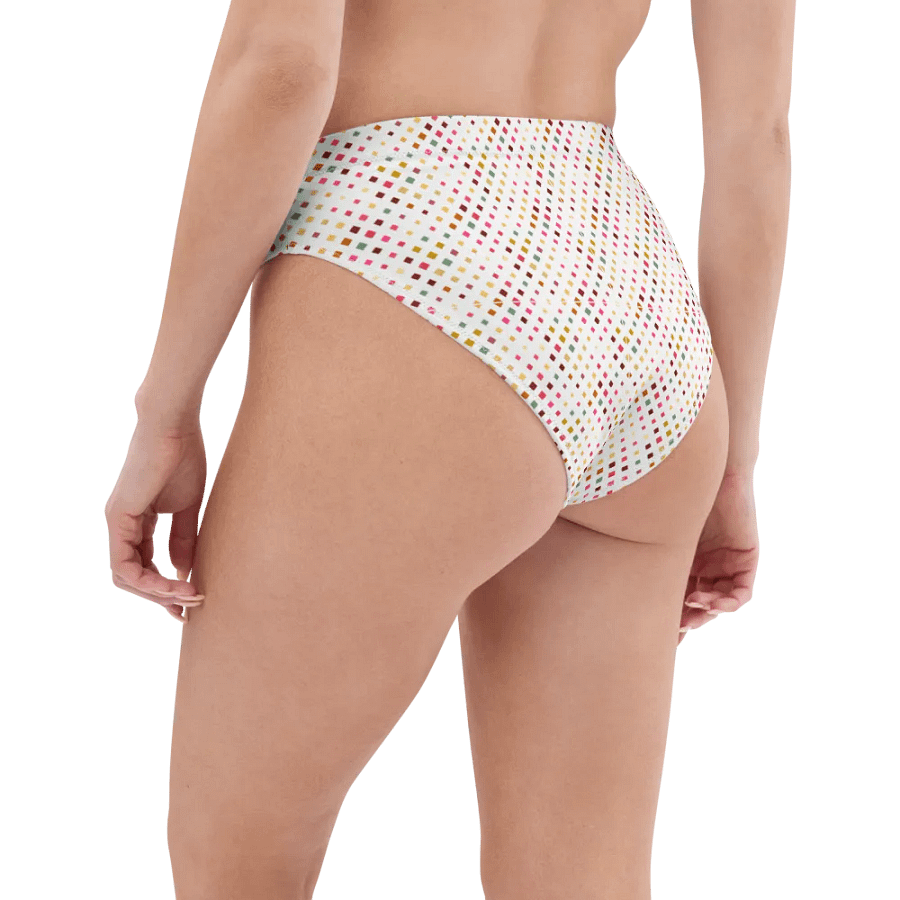 Colorful Square Pattern Design High Waist Bikini Bottom - V4 product image (4)