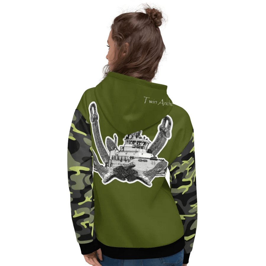 Camouflage & Green Twin Anchor Titan tug Hoodie product image (9)