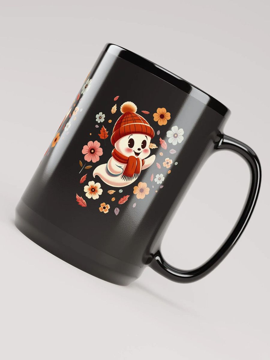 Ghost in a Hat Floral Coffee Cup - 15 oz Black Mug product image (4)