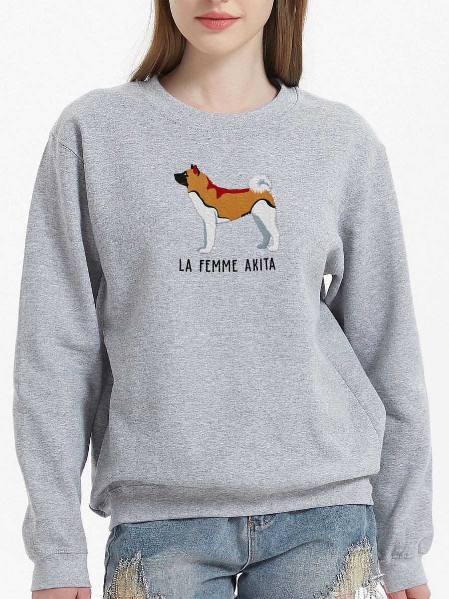 La Femme Akita Sweatshirt (Embroidered) of an American Akita product image (2)