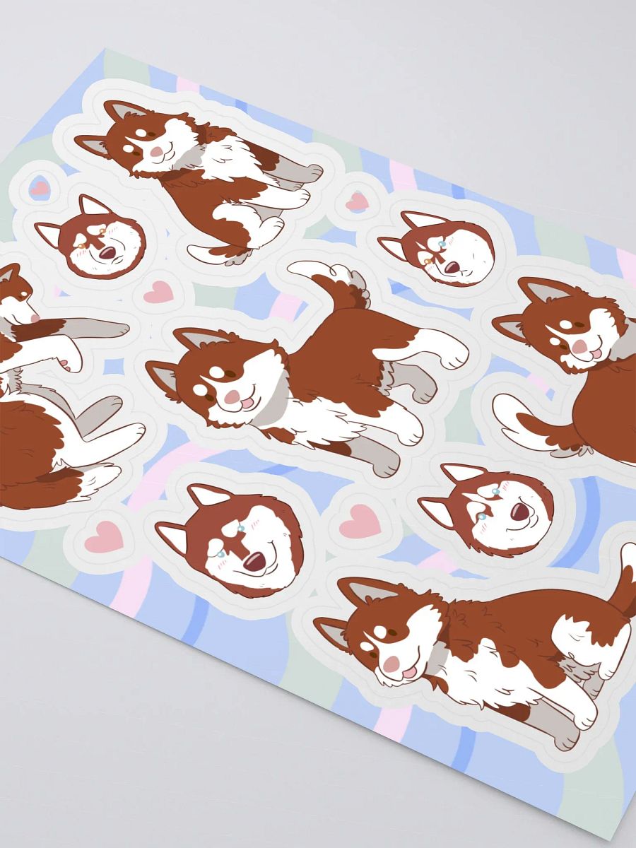 Red Siberian Husky Dog Kiss Cut Sticker Sheet product image (3)