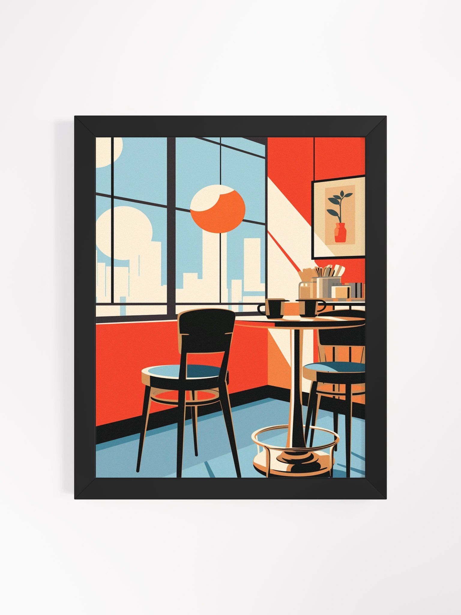 Retro Cafe Corner Framed Matte Wall Art Canvas product image (3)
