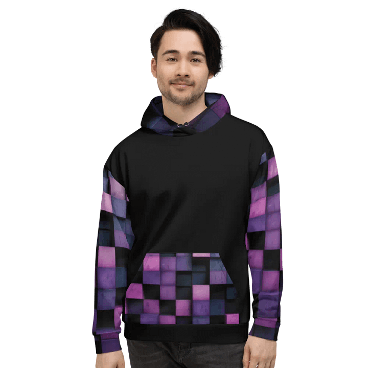 Black And Purple Squares Unisex Hoodie product image (2)