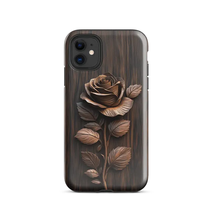 Elegant Rose Wood Carving Effect - Tough Phone Case product image (2)