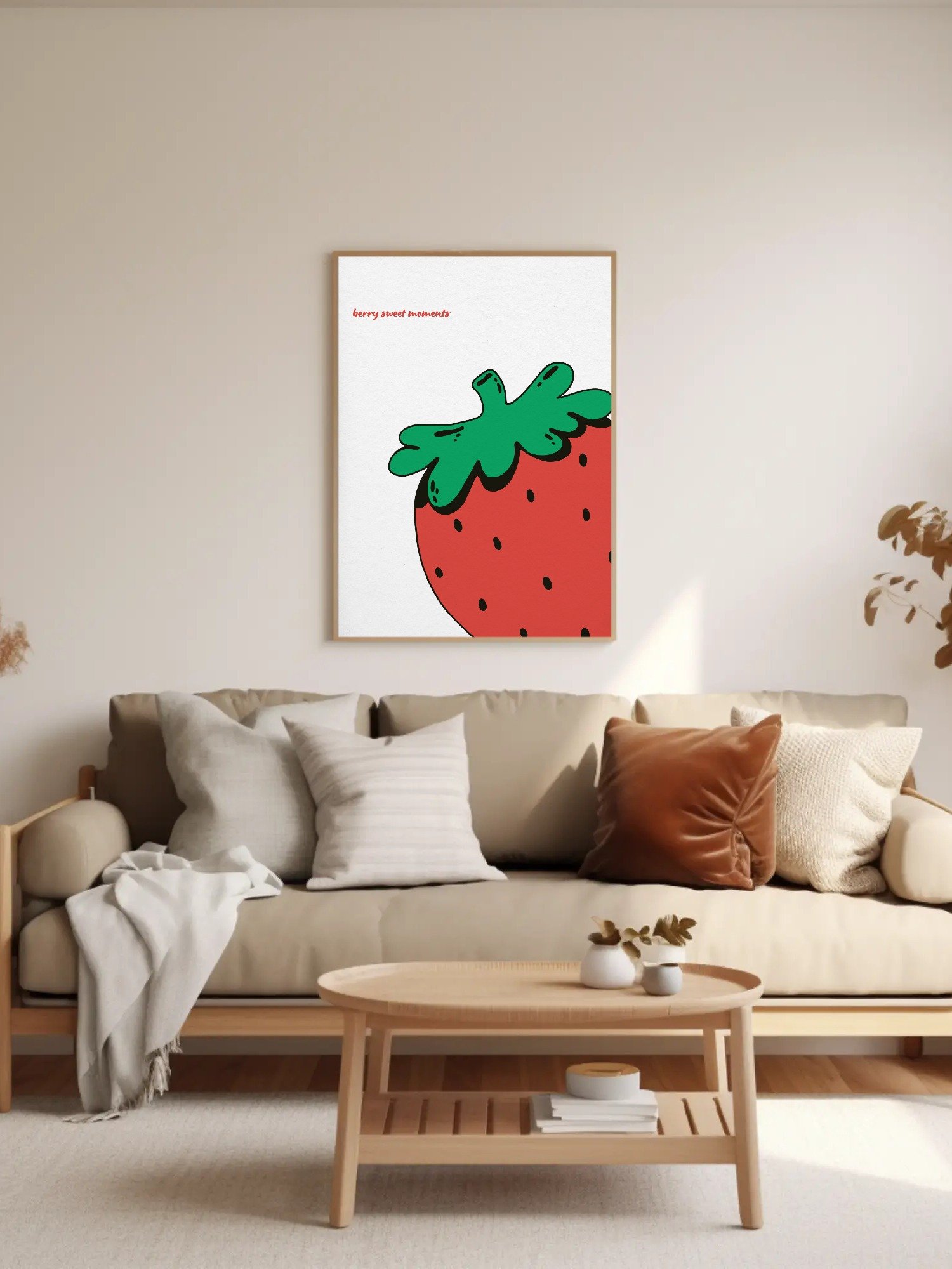 Berry Sweet Moments Strawberry Wall Art - Cute Playful Minimalist Kitchen Decor, Adorable Fruit Illustration Print, Perfect Foodie Gift Idea product image (4)