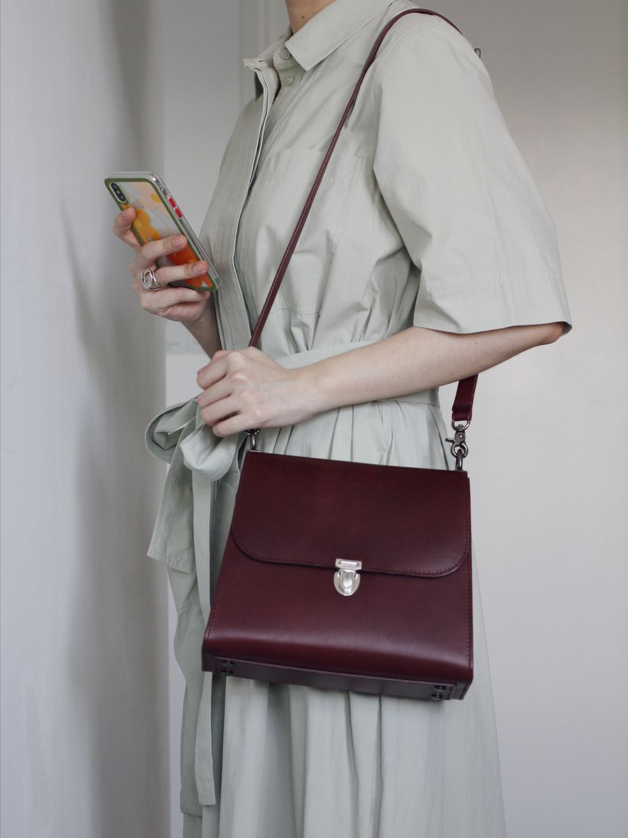 Maroon Leather Cross-body Bag - Medium product image (5)