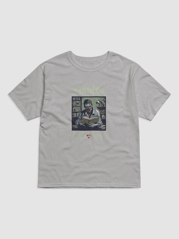 Zombie Book Lover Man Relaxed Grey T-shirt product image (1)