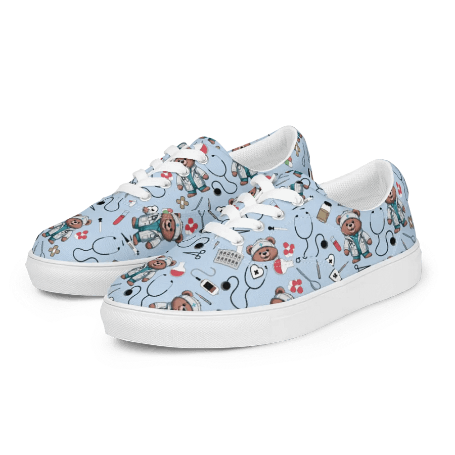 Cute Medical Bears Lace-up Canvas Shoes (Blue) product image (6)