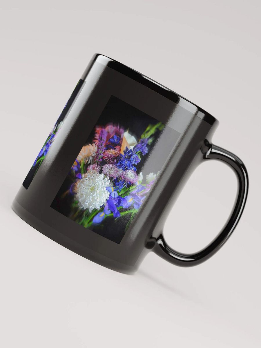 Blue White Purple Bouquet Black Coffee Mug product image (7)