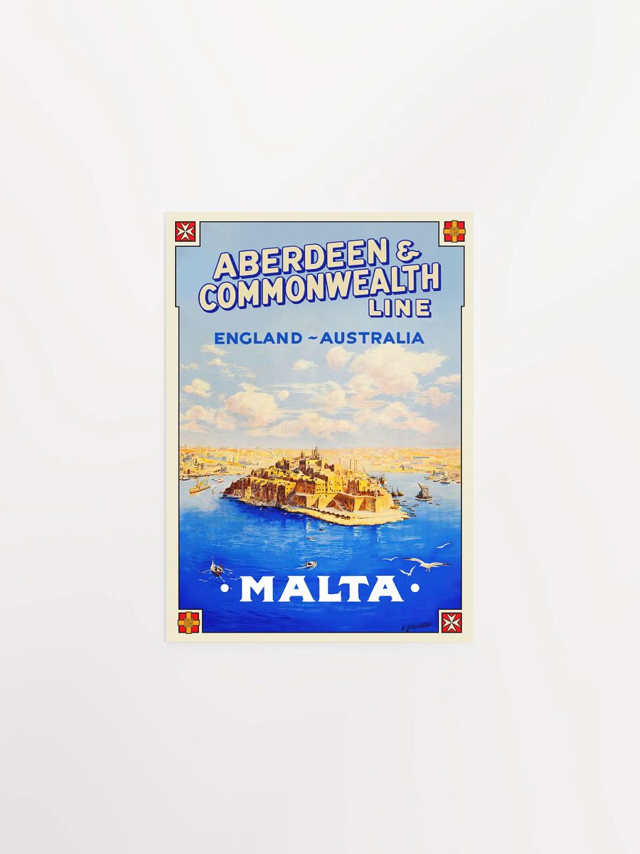 Malta, Valletta, 1930s — Retro vintage travel poster, retro travel poster, art deco poster product image (6)