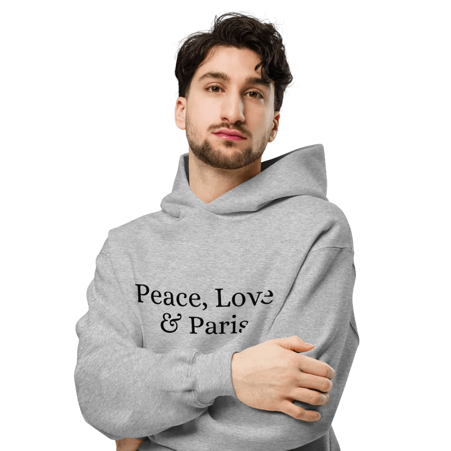 Peace, Love and Paris Unisex Oversized Hoodie | Black Ink product image (6)