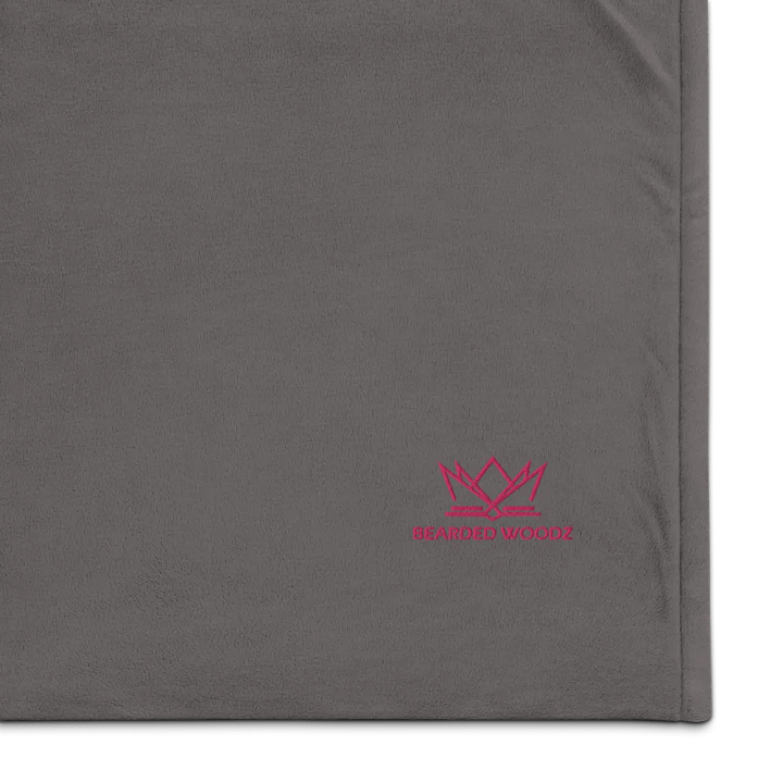 Bearded Woodz Embroider Sherpa Blanket (Grey/ Flamingo) product image (1)