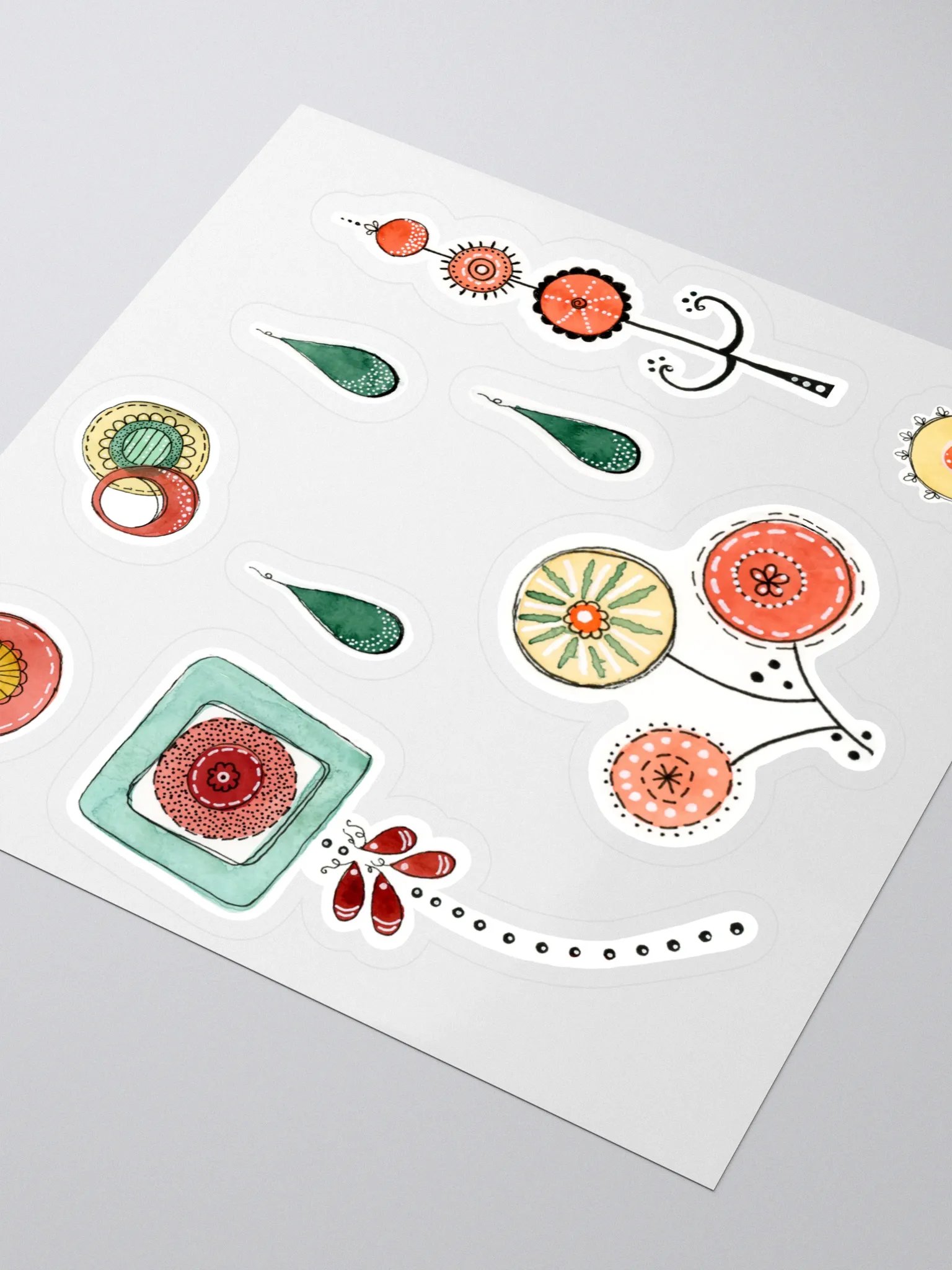 Watercolor FlowerDoodle Sticker Set, Flower Doodle Sticker product image (3)