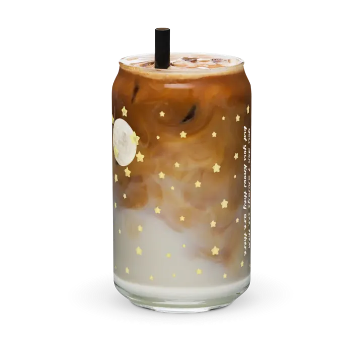 Good Friends Are Like Stars Glass Can Tumbler | 16oz Friendship-Themed Drinkware | Adorable Starry Night Design product image (2)
