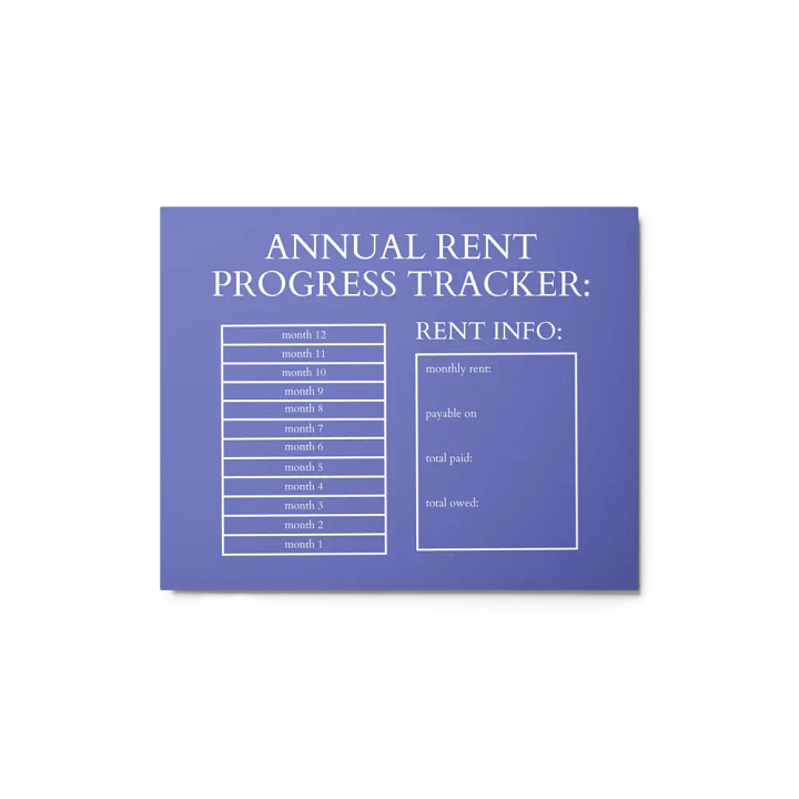 HIGHFALUTIN ANNUAL RENT TRACKER (white design 3) product image (1)