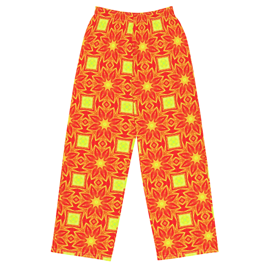Abstract Repeating Orange Flower Unisex Wide Leg Trousers product image (4)
