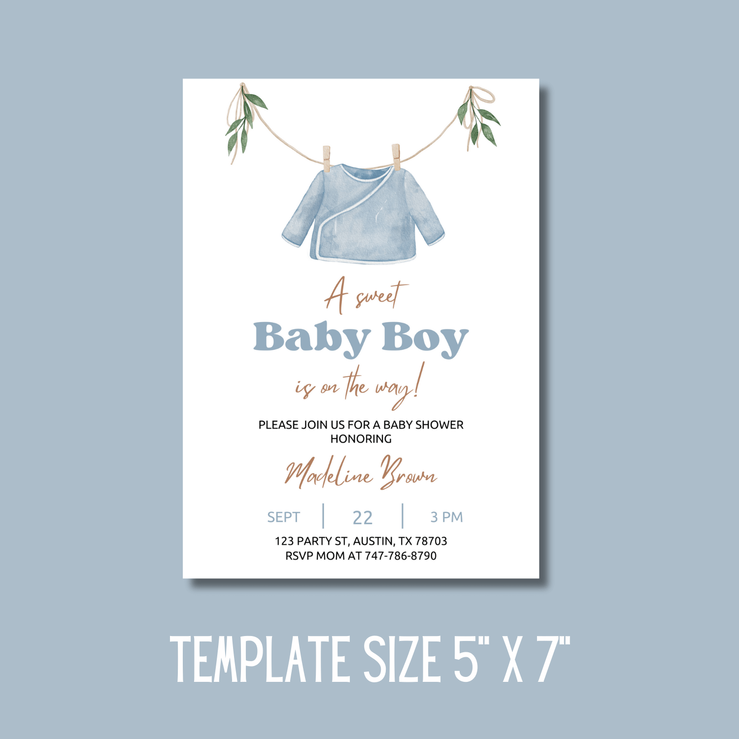 Baby Boy Shower Invitation Template – Canva Editable Onesie Invite product image (5)
