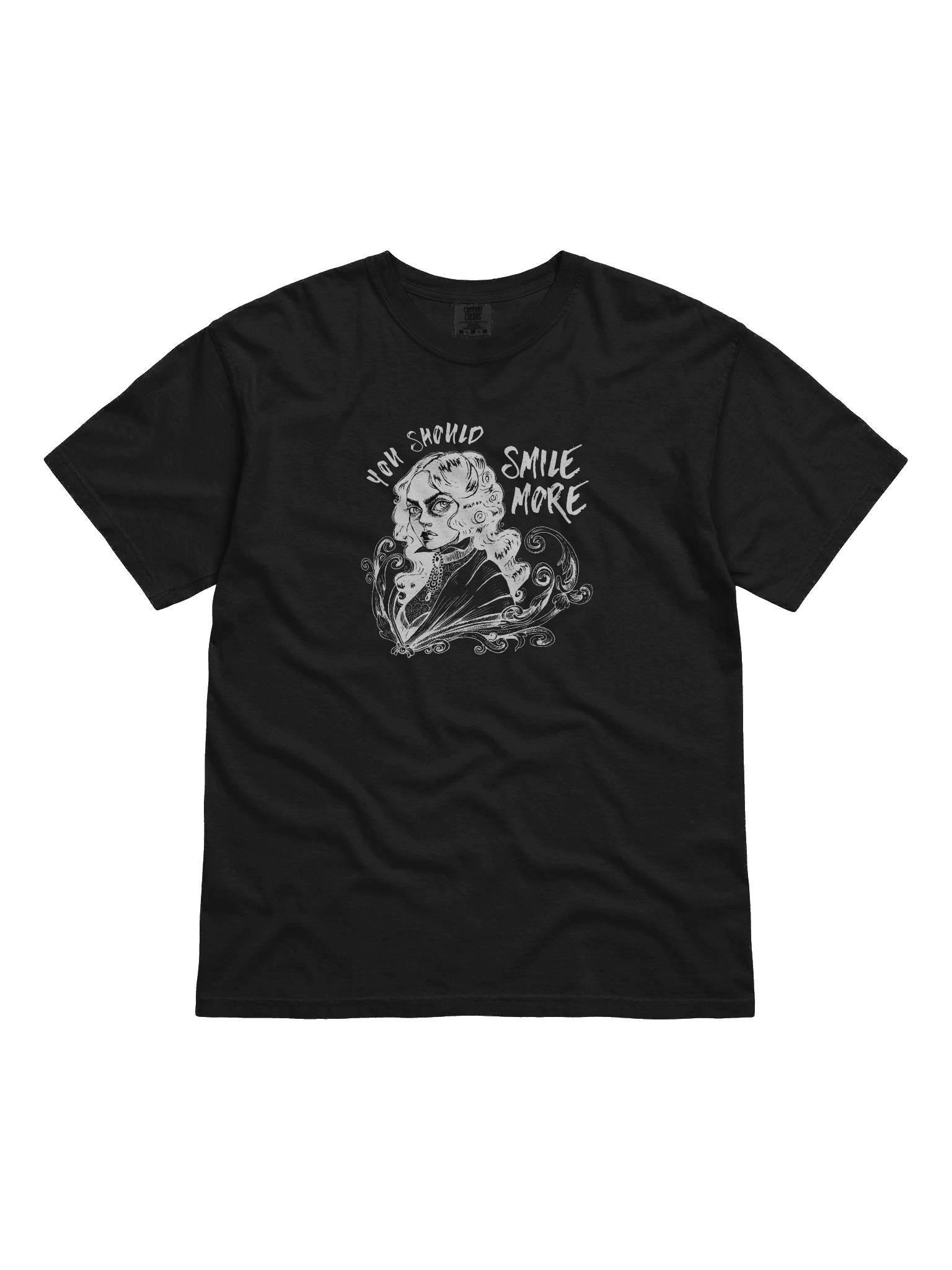 "SMILE MORE" Black T-Shirt (Design #2) product image (1)