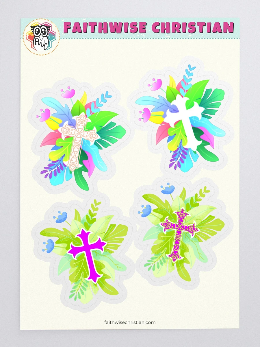 Green Floral Crosses Sticker Sheet product image (3)