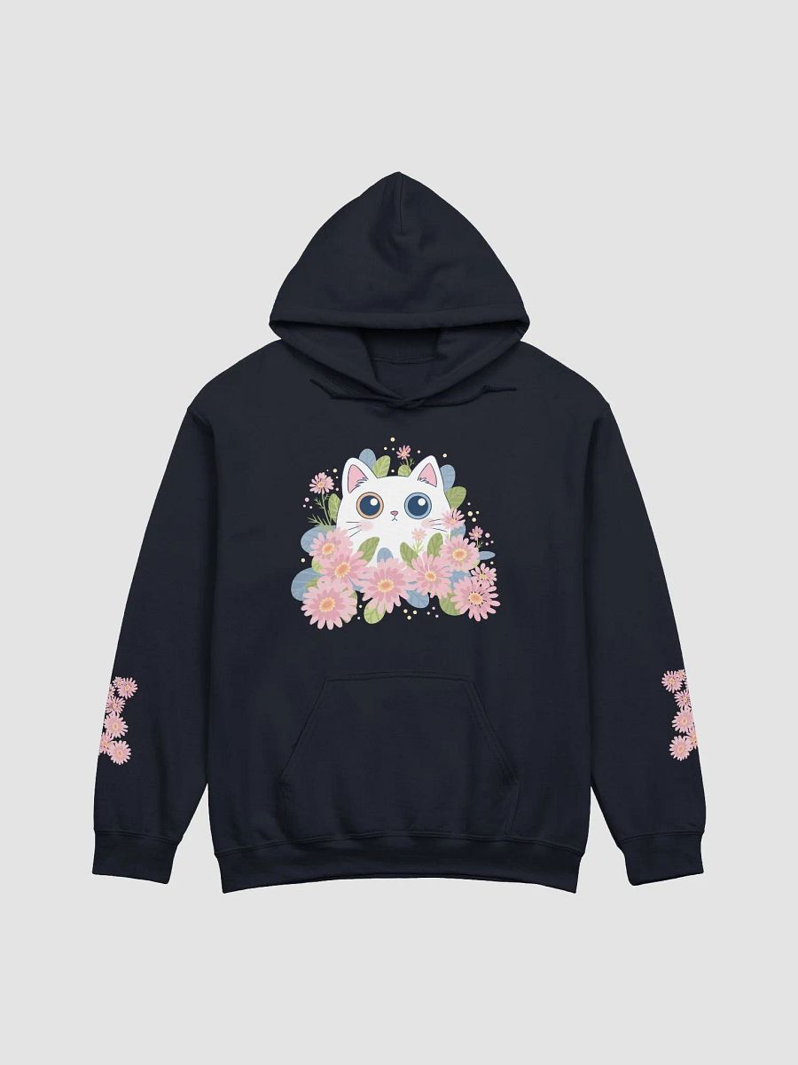 White Cat and Pink Flowers Hoodie product image (2)