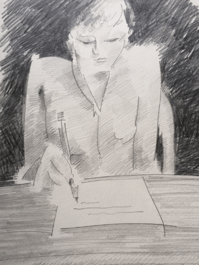 Sloy writing (pencil sketch) Print product image (1)
